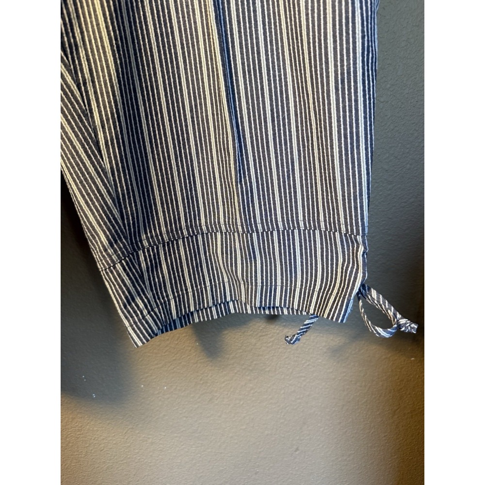 Dressbarn Woman 14W Blue White Striped Capri Pants Lace-up Hem Drawstring Cuff - Picture 3 of 11